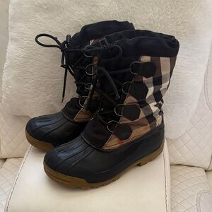 Burberry Black and Tan Plaid Boots